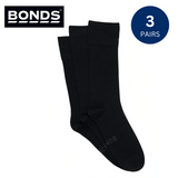 3 Pairs Bonds Very Comfy Viscose Bamboo Blend Mens Crew Work Socks Black SXJX3N