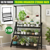 3 layer Folding Flower Shelf Wooden Plant Stand Rack Indoor Outdoor Garden