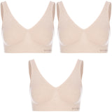 3 Pack Bonds Womens Seamless Wireless Wire Free Beige Comfy Crop Bra WVLHY Bulk