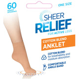 Sheer Relief Women Cotton Blend Tight Stockings Comfy Anklets Socks Black H33096 H3396O