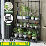 3 layer Folding Flower Shelf Wooden Plant Stand Rack Indoor Outdoor Garden