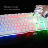 Rainbow Blacklight USB Wired Gaming Keyboard 2400DPI LED Mouse Pad Set PC Laptop