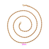 18k Gold F 50cm 20'' Necklace 3mm Solid Twist Wave Woven Rope Chain AUS MADE