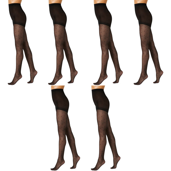 6x Voodoo Lola Tight Polka Dot Spot Black Stockings Pantyhose Tights H33147 Bulk