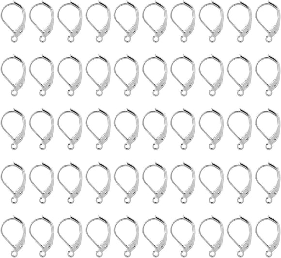 100x Earrings Silver Backing Leverback Ear Hooks Clasp Findings Bulk
