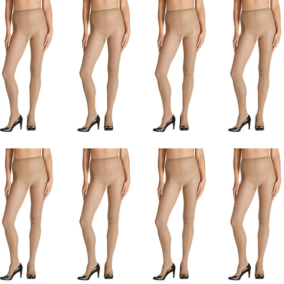 8 Pk Sheer Relief For Active Legs Support Women Beige Pantyhose Stockings H32800
