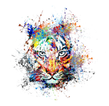 Colourful Cool Wild Tiger Face Novelty Art White Men T Shirt Tee Top