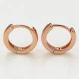 18k Rose Gold Plated Huggie Hoop 10mm Square Sleeper Earrings Non-allergenic