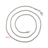 White Gold Plate Silver 46cm 18'' Necklace 2mm Solid Twist Wave Woven Rope Chain