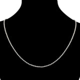 White Gold Plate Silver 46cm 18'' Necklace 2mm Solid Twist Wave Woven Rope Chain