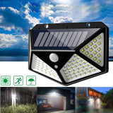 100 LED Solar Power PIR Motion Sensor Outdoor Garden Wall Security Light Lamp