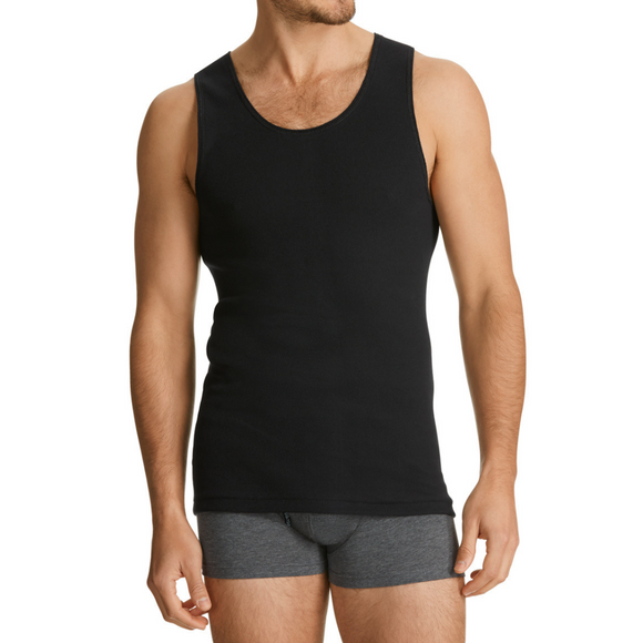 Bonds Black Mens The Original Chesty Ribbed Cotton Plain Singlet Vest Tank Top