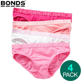 4 Pack Bonds Girls Kids Bikini Plain Pink Comfort Cotton Briefs Undies Underwear UZR14T