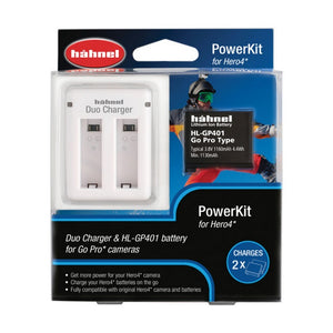 Hahnel GoPro Duo Dual Mini Micro USB Power Charger + HL-GP401 Battery for HERO 4