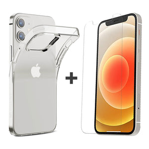Apple iPhone 12 Clear Case Cover and Soft Anti-scratch Front Screen Protector
