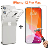 Apple iPhone 12 PRO MAX Clear Case Cover & 9H Tempered Glass Screen Protector