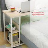 Mobile Portable Adjustable Bedside Bed Computer Laptop Study Desk Table + Shelf