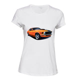American Classic Muscle Car GT White Ladies Women T Shirt Tee Top