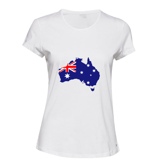 Australian Australia Map Flag Country States White Ladies Women T Shirt Tee Top