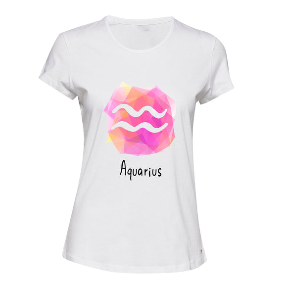 Aquarius Zodiac Horoscope Astrological Pink Sign Ladies Women T Shirt Tee Top