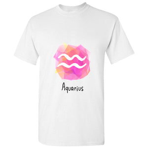 Aquarius Zodiac Horoscope Astrological Pink Sign Men T Shirt Tee Top