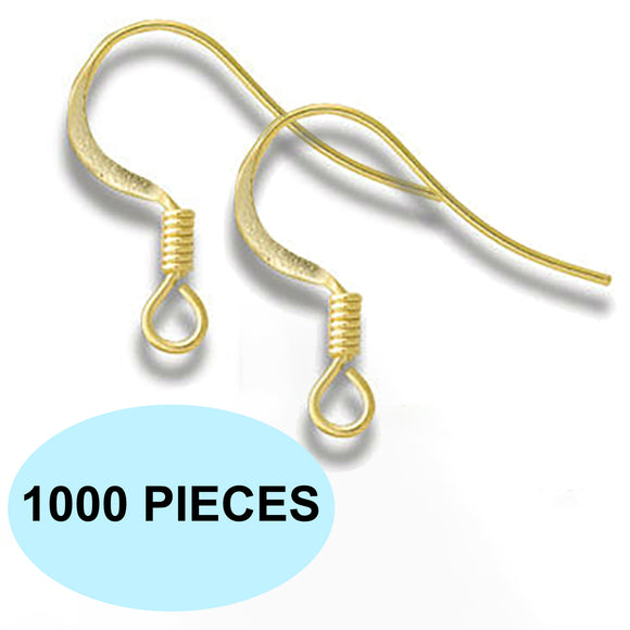 1000 Pack Gold Earrings Ear Wire Metal French Shepherd Hook Findings Bulk