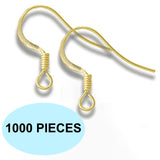 1000 Pack Gold Earrings Ear Wire Metal French Shepherd Hook Findings Bulk