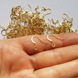 100x Gold Earrings Ear Wire Metal French Shepherd Hook Findings Bulk