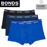 Bonds 3 Pack Mens Guyfront Trunks Briefs Boxer Short Comfy Blue Undies Underwear MY963A 24K