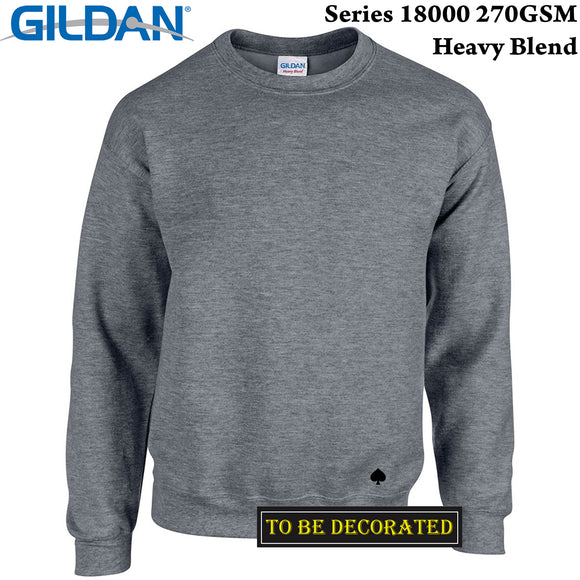Gildan Dark Heather Heavy Blend Sweater Jumper Sweatshirt Mens S-XXL