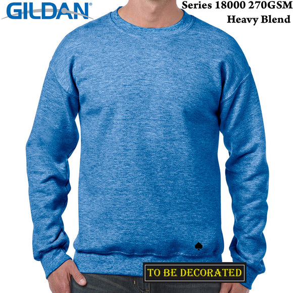 Gildan Heather Sport Royal Heavy Sweat Sweater Jumper Sweatshirt Men