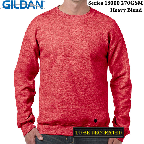 Gildan Heather Sport Scarlet Red Sweat Sweater Jumper Sweatshirt Men