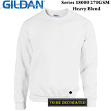 Gildan White Heavy Blend Sweat Sweater Jumper Sweatshirt Mens S - 5XL