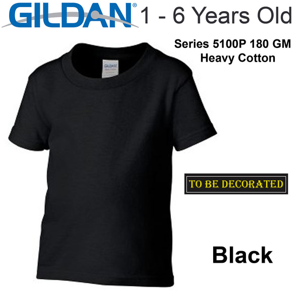 Gildan Black T-SHIRT Tee Baby Toddler Youth Unisex Boy Girl Cotton