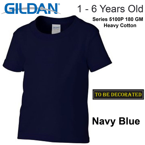 Gildan Navy Blue T-SHIRT Tee Baby Toddler Youth Kids Boy Girl Cotton