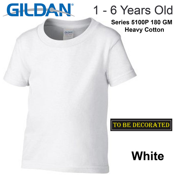 Gildan White T-SHIRT Tee Baby Toddler Youth Kids Boy Girl Cotton