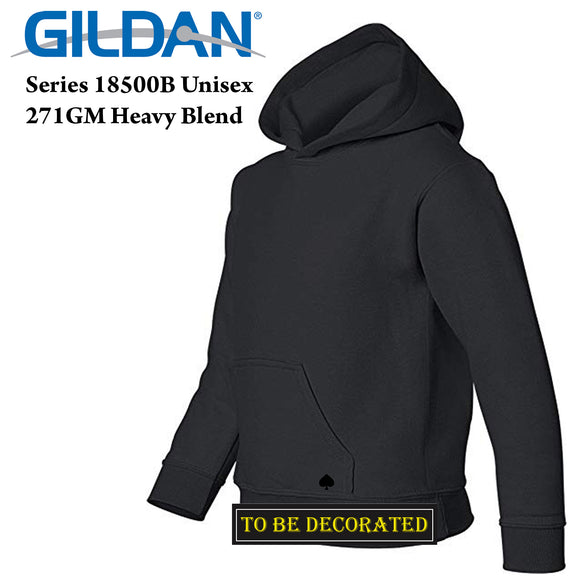 Gildan Black Hoodie Heavy Blend Hooded Sweater Boy Girl Youth Kids