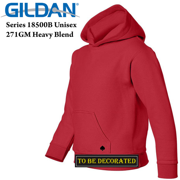 Gildan Red Hoodie Heavy Blend Hooded Sweater Boy Girl Youth Kids