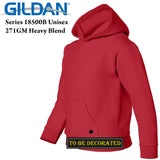 Gildan Red Hoodie Heavy Blend Hooded Sweater Boy Girl Youth Kids