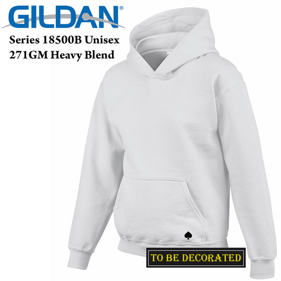 Gildan White Hoodie Heavy Blend Hooded Sweater Boy Girl Youth Kids