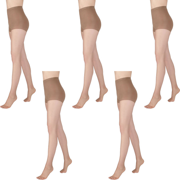 x5 Voodoo Glow Control 8 Denier Waist Stockings Tights Pantyhose Bronzed H30552