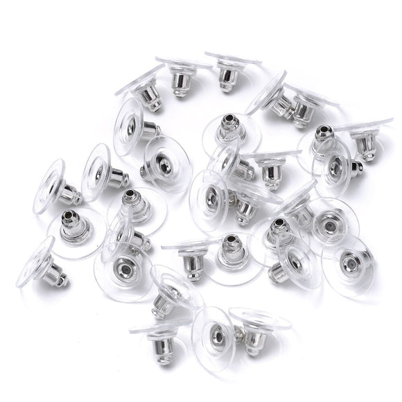 x100 Earrings silver metal plug stud stoppers findings post back backing bulk