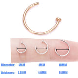 3pcs 6mm 8mm 10mm Rose Gold Surgical Steel Lip Ear Nose Ring Hoop Earrings Body
