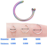 3pcs 6mm 8mm 10mm Rainbow Surgical Steel Lip Ear Nose Ring Hoop Earrings Body