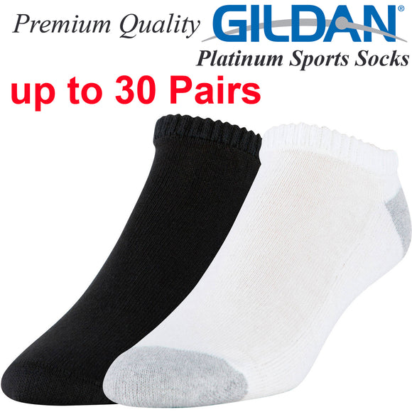 Gildan Platinum Sports Casual Tennis Socks No Show Size 6 7 8 9 10 11 12 Men Black Grey/White