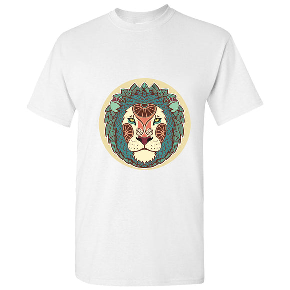 Lion Head Leo King of the Jungle Zodiac Horoscope White Men T Shirt Tee Top