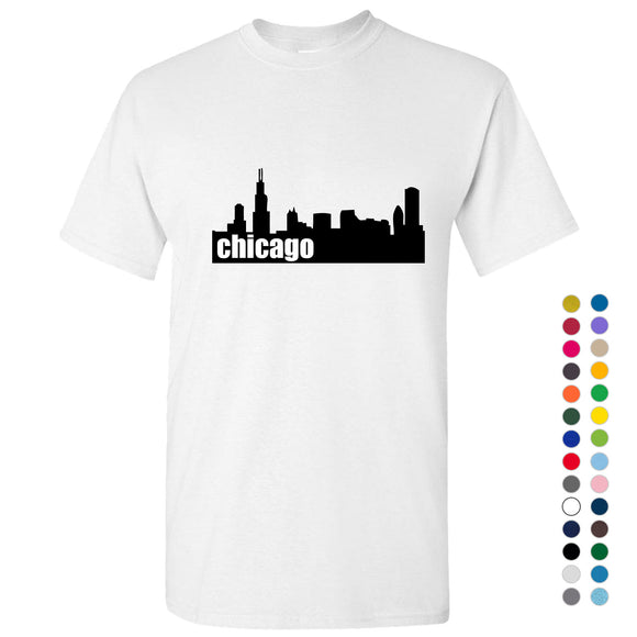 Chicago City Illinois USA America Skyscraper Art Men T Shirt Tee Top