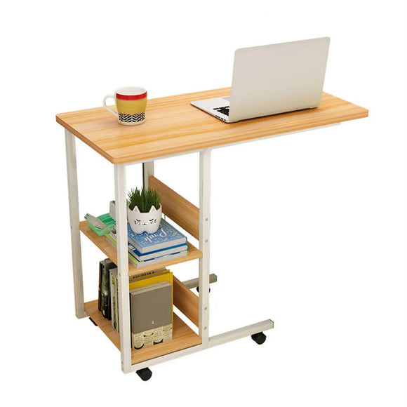 Mobile Portable Adjustable Bedside Bed Computer Laptop Study Desk Table + Shelf