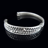 Silver filigree antique style bangle bracelet with crystals
