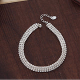Platinum Plated Silver Elegant Brilliant Crystals Bangle Bracelet